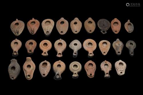 COLLECTION OF 26 ANCIENT TERRACOTTA OIL LAMPS WITH ORIGINAL ...