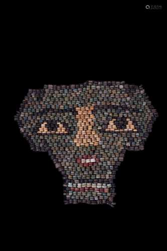 ANCIENT EGYPTIAN FAIENCE BEADED MUMMY MASK