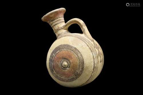 CYPRIOT POTTERY BARREL FLASK