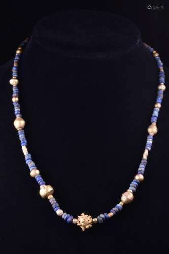 HELLENISTIC GOLD AND LAPIS LAZULI NECKLACE