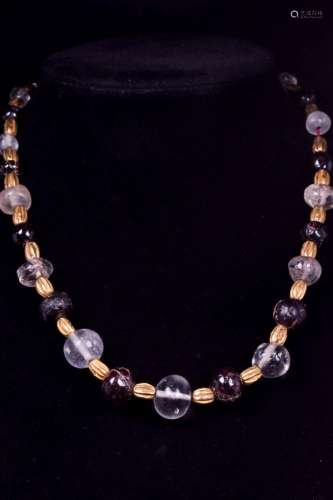 HELLENISTIC CRYSTAL, GARNET, AND GOLD NECKLACE