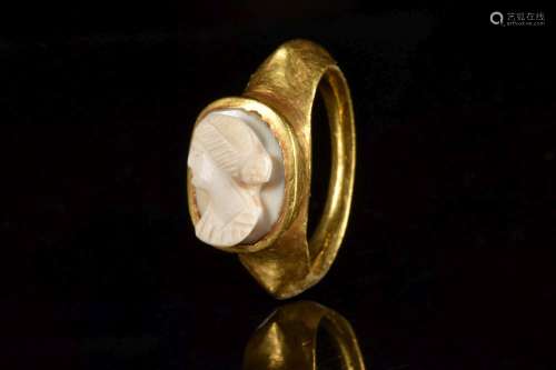 ROMAN CAMEO WITH JULIA DOMNA IN GOLD RING