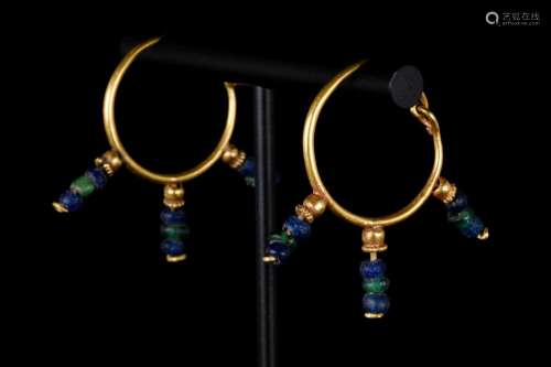 ROMAN GOLD EARRINGS WITH GLASS BEADS