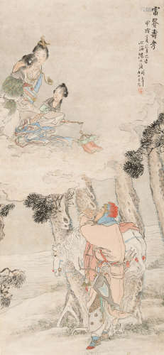 沈心海（1855—1941）富贵寿考 设色纸本