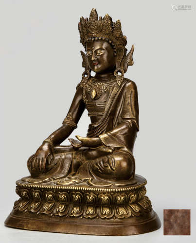 藏传合金铜宝冠释迦牟尼 甘肃资深佛学藏家提供