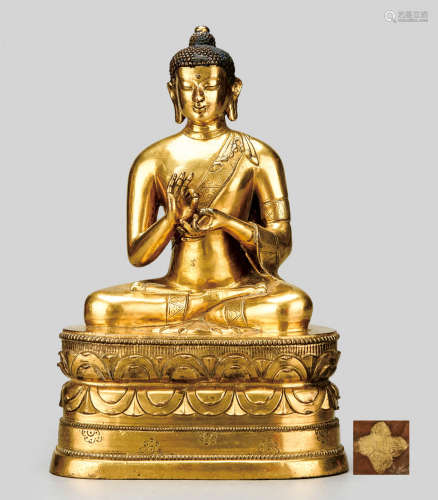 藏传铜鎏金释迦牟尼 甘肃资深佛学藏家提供