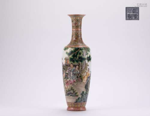 Qing Dynasty pastel figure bottle