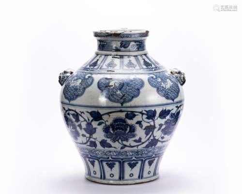 Blue and white pot