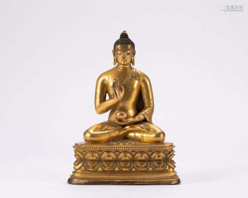 Bronze Gilded Buddha Statue of the Qing Dynasty