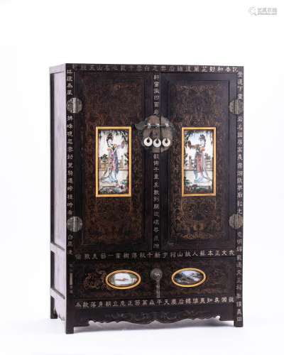 Red sandalwood inlaid multi treasure cabinet in the Qing Dyn...