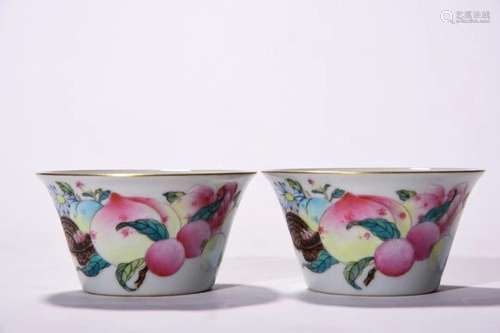 Qing Dynasty Pastel Horseshoe Cup