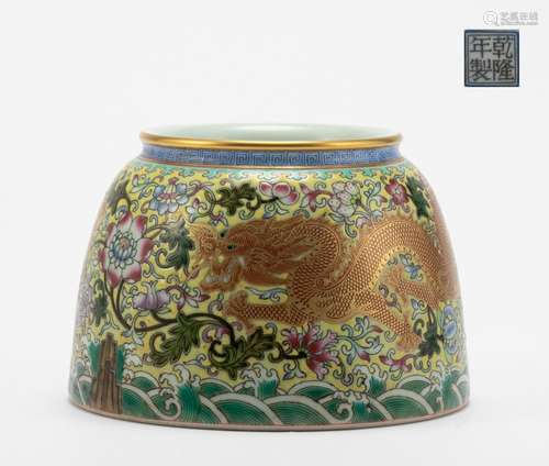 Qing Dynasty Pastel Dragon and Phoenix Brush Wash