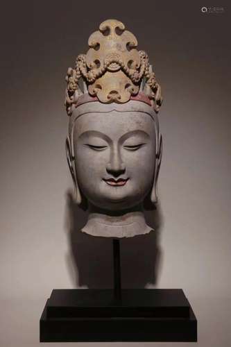 Blue White Stone Buddha Head