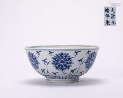 Blue and white lotus bowl in Qing Dynasty