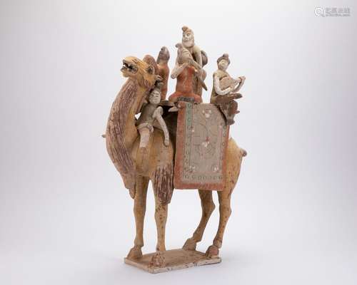 Painted pottery camel figures