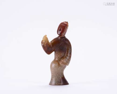 Dancer with white jade inlaid with agate