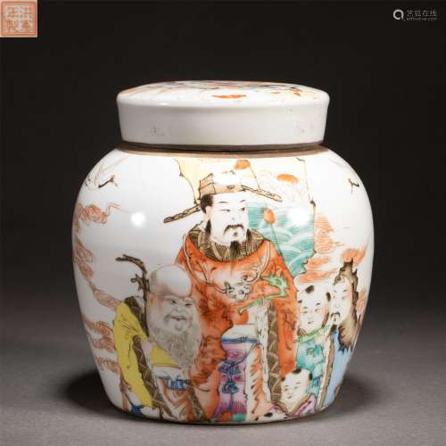 A CHINESE WHITE PORCELAIN FIGURE JAR