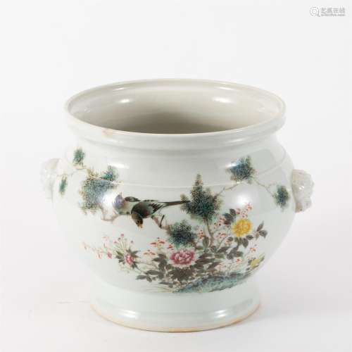 A CHINESE WHITE PORCELAIN FLOWERS BIRDS JAR
