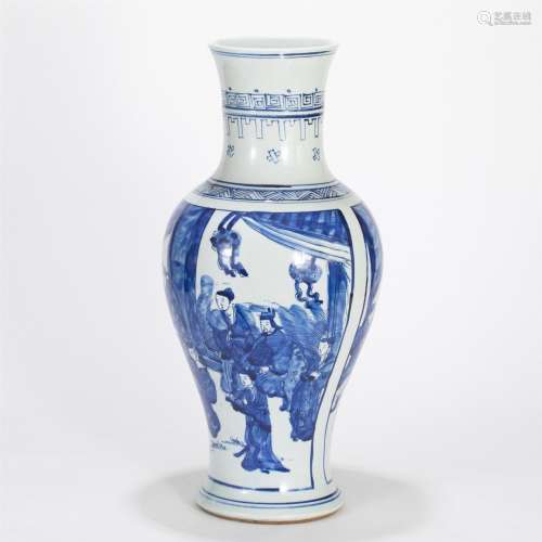 A CHINESE BLUE AND WHITE PORCELAIN FIGURE JAR