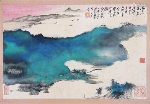 A CHINESE PAINTING OF MOUNTAINS LANDSCAPE