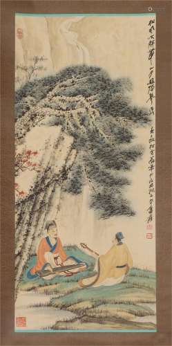 A CHINESE PAINTING OF FIGURE STORY UNDER PINE TREE