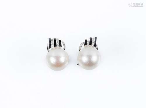 Pendientes en oro blanco con bonitas perlas australianas esf...