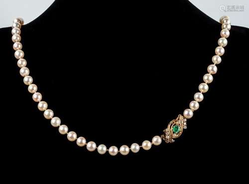 Collar largo vintage, de una vuelta de perlas cultivadas jap...