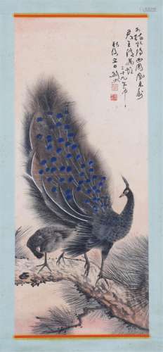A CHINESE PAINTING OF PEACOCKS