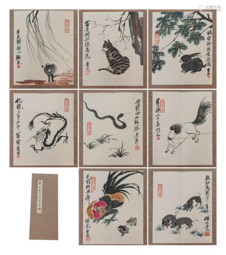 12 PAGES CHINESE PAINTING OF ANIMALS