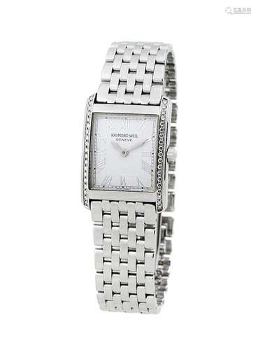 Reloj suizo RAYMOND WEIL, en caja rectangular tipo 'tanque',...