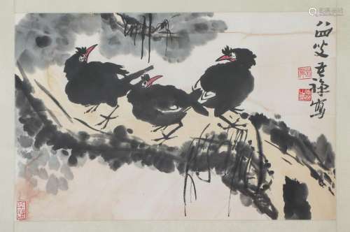 A CHINESE PAINTING OF BIRDS