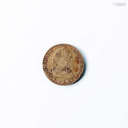 Moneda de oro de 2 Escudos. España. Carlos III. 1788. Madrid...