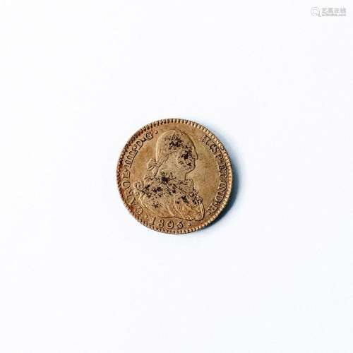 Moneda de oro de 2 Escudos. España. Carlos IV. 1805. Madrid....