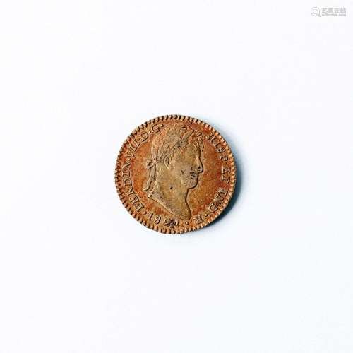 Moneda de oro de 2 Escudos. España. Fernando VII. 1821. Sevi...