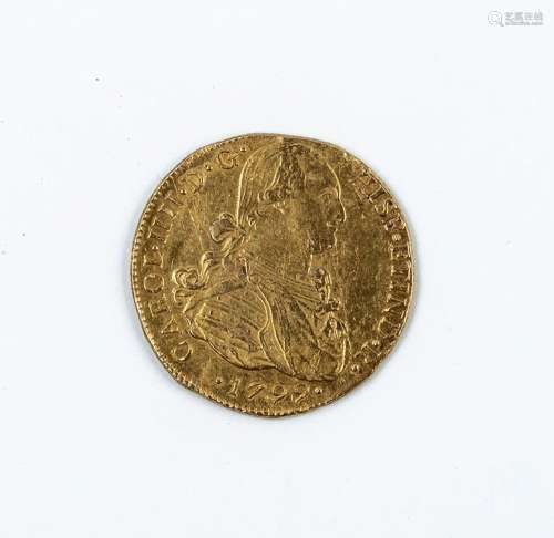 Moneda de oro de 8 Escudos. España. Carlos IV. 1799. Lima. I...