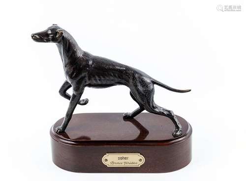 Figura decorativa de galgo realizada en bronce, con peana de...