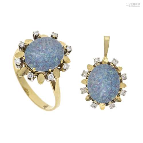 2-piece opal diamond set GG/WG 585