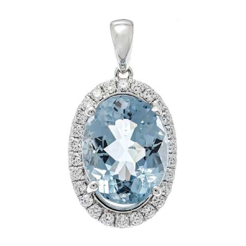 Aquamarine diamond pendant WG 750/