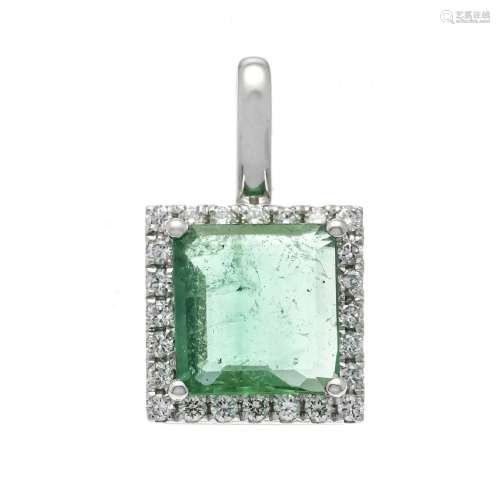 Emerald diamond pendant WG 750/000