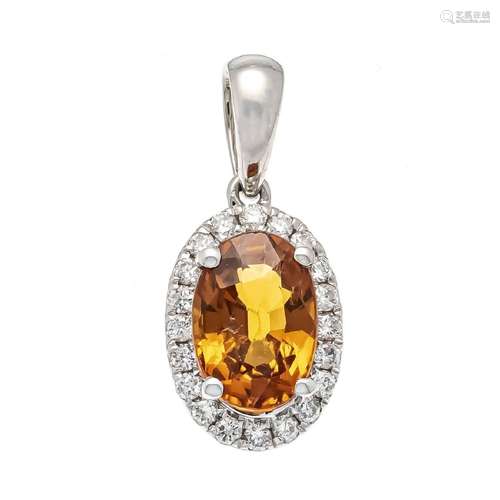 Mandarin garnet diamond pendant WG