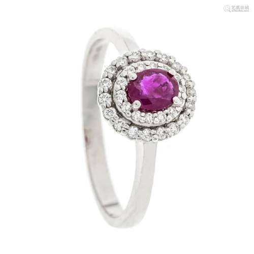 Ruby diamond ring WG 750/000 with