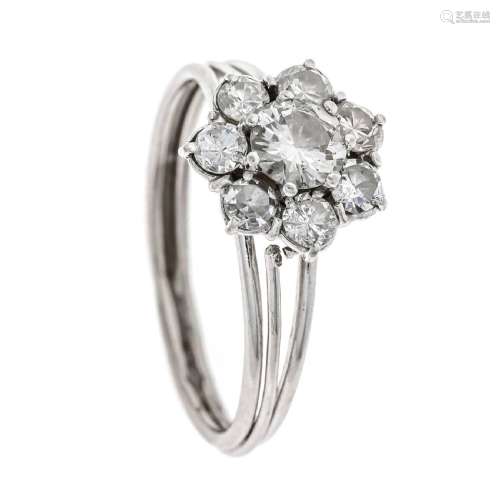 Old cut diamond flower ring WG 585