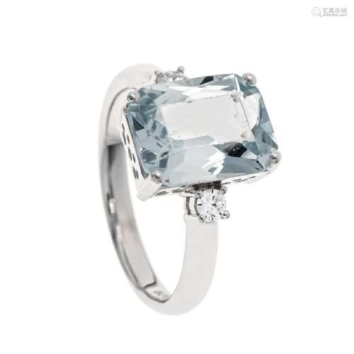 Aquamarine diamond ring WG 750/000