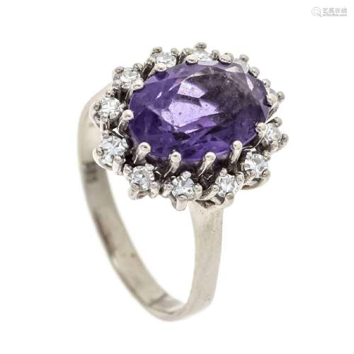 Amethyst diamond ring WG 585/000 w