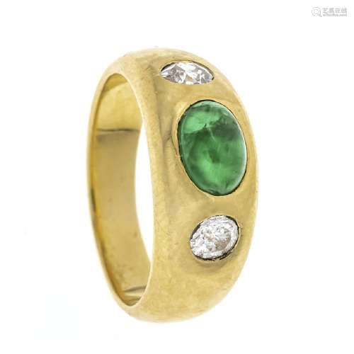 Emerald old-cut diamond band ring