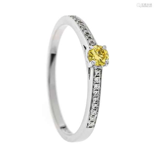 Fancy Yellow diamond ring WG 750/0