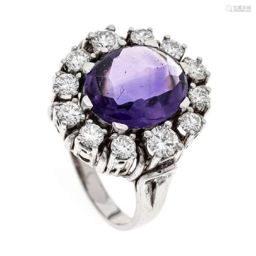 Amethyst diamond ring WG 585/000 w