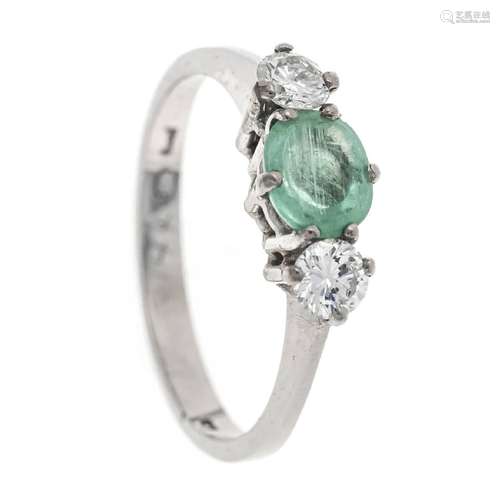 Emerald diamond ring 585/000 with