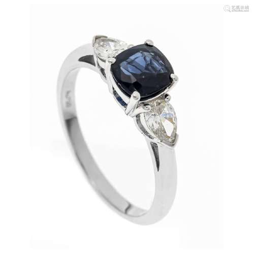 Sapphire diamond ring WG 750/000 w