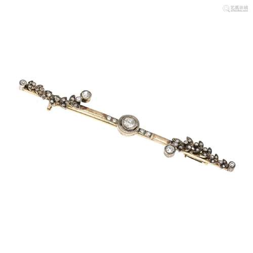 Old cut diamond bar brooch c. 1920